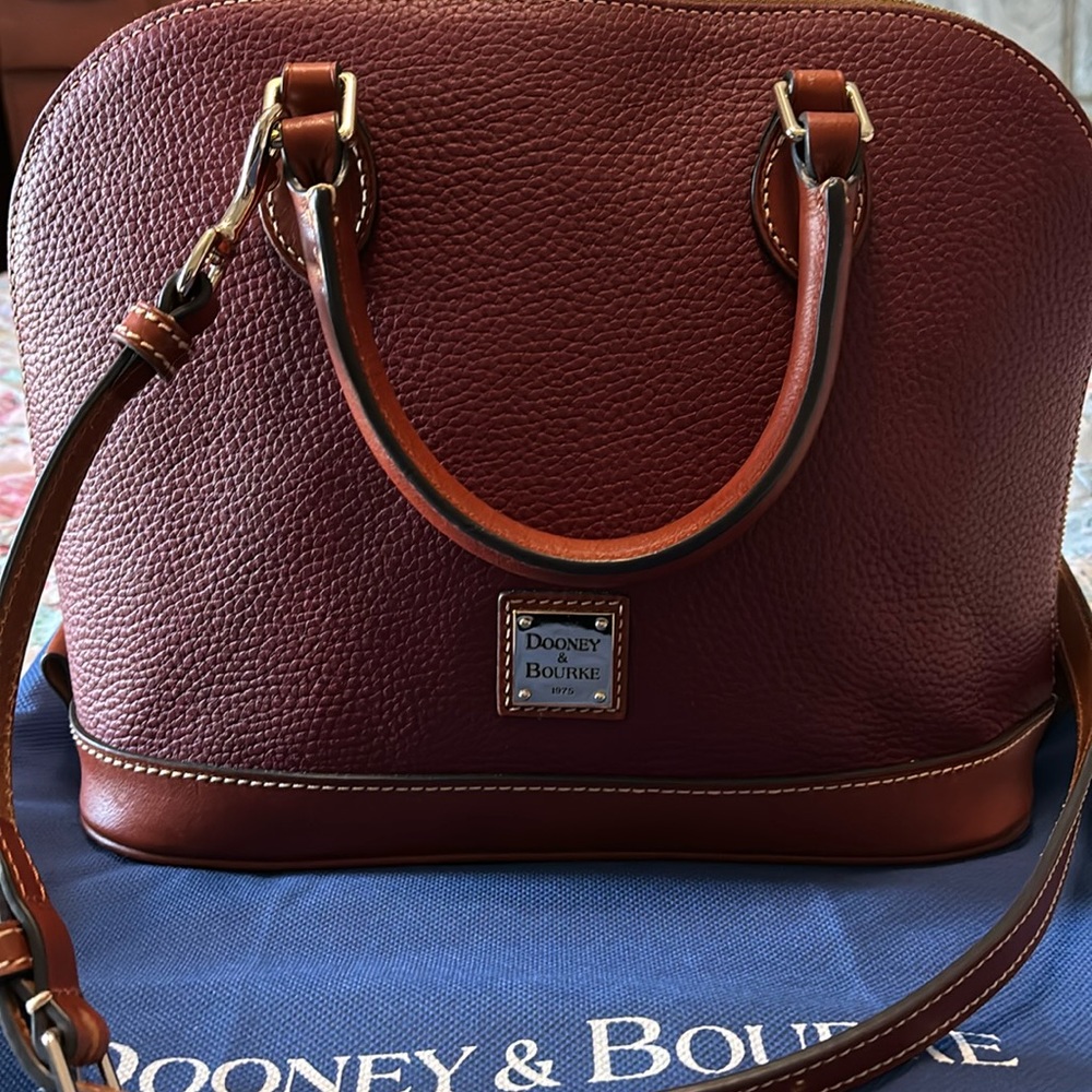 Dooney & Bourke pebbled leather cranberry Zip Zip satchel